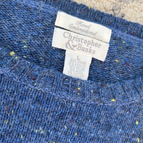 Christopher & Banks Blue Sweater with Skating Cat Motif - Picture 3 of 5